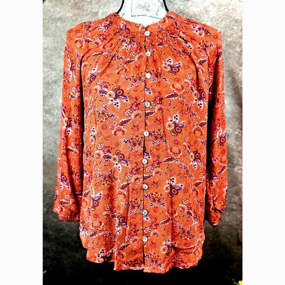 Mason & Belle Button & Loop Closure Tunic Rustic Floral size S - Picture 1 of 10